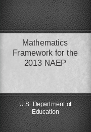 Mathematics Framework for the 2013 NAEP