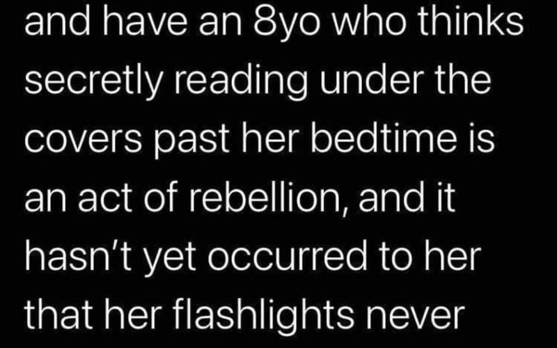 I still remember reading late at night being blinded by a flashlight reflecting off my Book! 🔦📖❤️