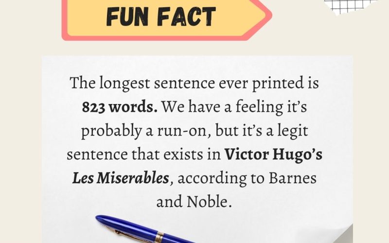 The longest sentence ever printed is 823 words.