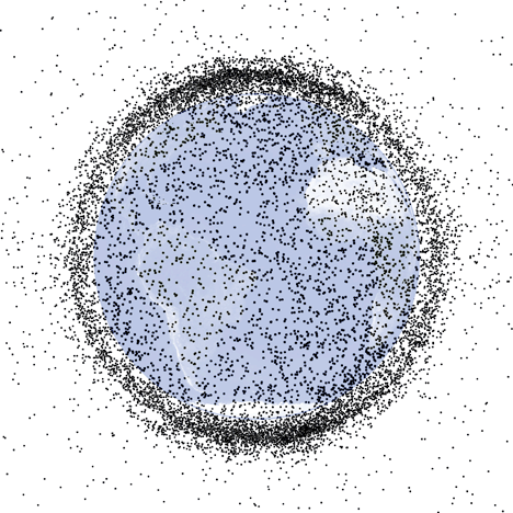 Image of space junk in low Earth orbit.